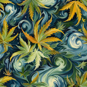 Hemp leaves WZ. 6 - Tkanina na obrusy