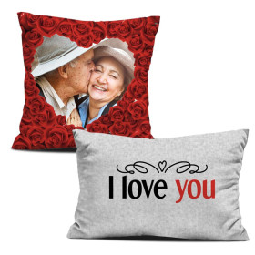PODUSZKI DEKORACYJNE - I LOVE YOU wz.3 - Z WŁASNYM ZDJĘCIEM - zestaw do uszycia