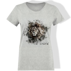 T-SHIRT DAMSKI - BE BRAVE (BE YOURSELF) / M-01 melanż jasnoszary - single jersey