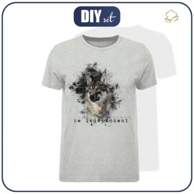 T-SHIRT MĘSKI - BE INDEPENDENT (BE YOURSELF) / M-01 melanż jasnoszary - single jersey