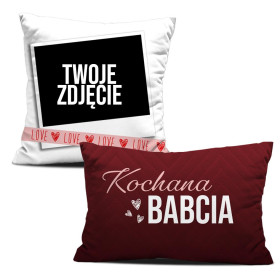 PODUSZKI DEKORACYJNE - KOCHANA BABCIA -  Z WŁASNYM ZDJĘCIEM - zestaw do uszycia