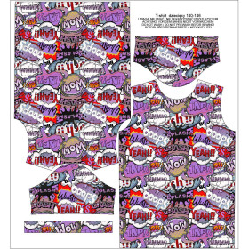 T-SHIRT DZIECIĘCY - KOMIKS (fioletowo - czerwony) - single jersey