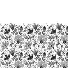 KWIATY (wzór 2 szary) / biały - panel sukienkowy WE210