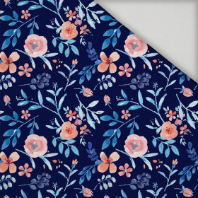 MALOWANE PIWONIE / navy - tkanina szybkoschnąca