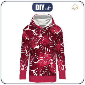 BLUZA DAMSKA (MEGI) - DŁUGA Z KAPTUREM - MONSTERA 2.0 / viva magenta - zestaw do uszycia