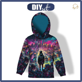 DZIECIĘCA BLUZA Z KAPTUREM (ALEX) - NEON GALAXY wz.6 - zestaw do uszycia