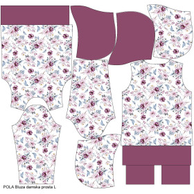 BLUZA DAMSKA (POLA) CLASSIC Z KAPTUREM - AKWARELOWY BUKIET wz. 2 -  dzianina pętelkowa