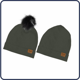 CIEMNY OLIWKOWY - Zestaw kreatywny do uszycia czapki i komina