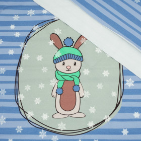 ZIMOWY KRÓLICZEK / niebieski - panel dzianina pętelkowa SP250