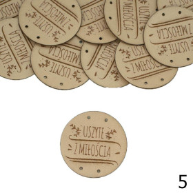 Metka ''USZYTE Z MIŁOŚCIĄ'' średnica 3cm - kolory do wyboru 