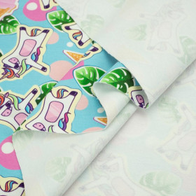 JEDNOROŻCE I LODY / błękitny - dresówka pętelkowa