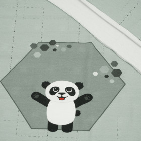 PANDA JANEK (heksagony) / szary - panel single jersey TE210