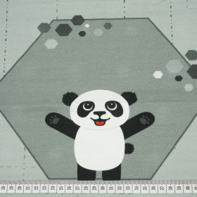 PANDA JANEK (heksagony) / szary - panel single jersey TE210