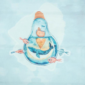 WIELORYB W ŻARÓWCE wz. 1 (MAGICZNY OCEAN) - PANEL PANORAMICZNY SINGLE JERSEY (60cm x 155cm)