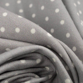 KROPKI BIAŁE / szary - single jersey z elastanem 