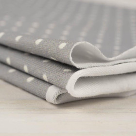 KROPKI BIAŁE / szary - single jersey z elastanem 