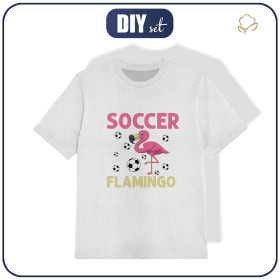T-SHIRT SPORTOWY DZIECIĘCY - SOCCER FLAMINGO / biały (92/98)