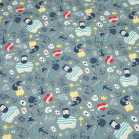 50CM TATTOO / szara  - tkanina szybkoschnąca