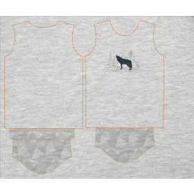 T-SHIRT DZIECIĘCY - WILK (ADVENTURE)/ M-01 melanż jasnoszary- single jersey