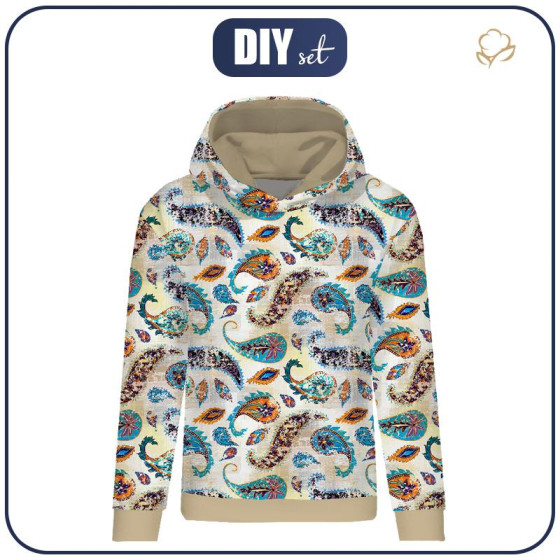 BLUZA DAMSKA (POLA) CLASSIC Z KAPTUREM - BOHO PAISLEY -  dzianina pętelkowa