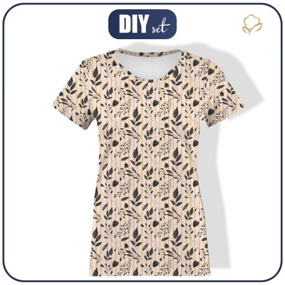 T-SHIRT DAMSKI - LIŚCIE wz. 10 (złoty) - single jersey