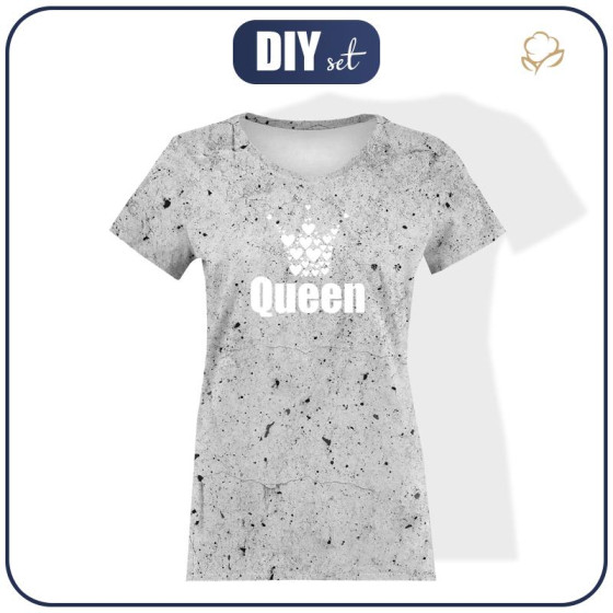 T-SHIRT DAMSKI - QUEEN / beton - single jersey