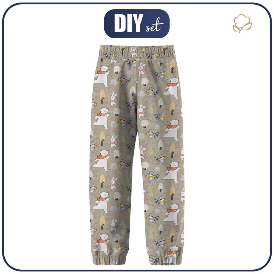 DZIECIĘCE SPODNIE Z SOFTSHELLU (YETI) - ZIMOWE PARTY WZ. 1 (ZIMOWA ZABAWA) / ACID WASH BEŻOWY