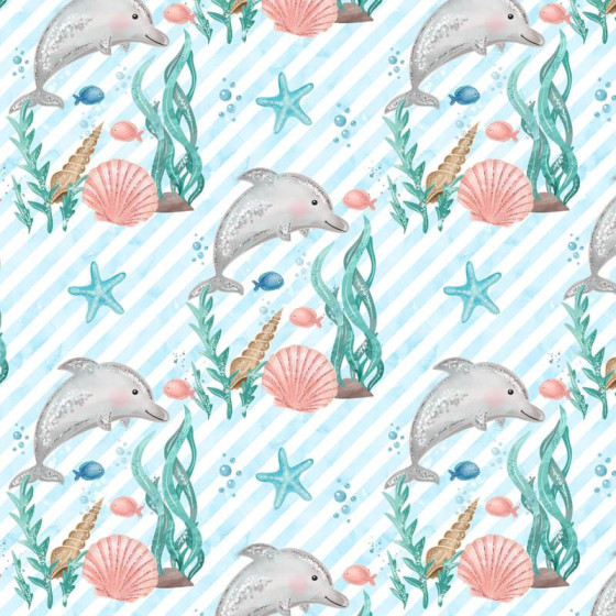 DELFINY / paski (BAJKOWY OCEAN) / aqua