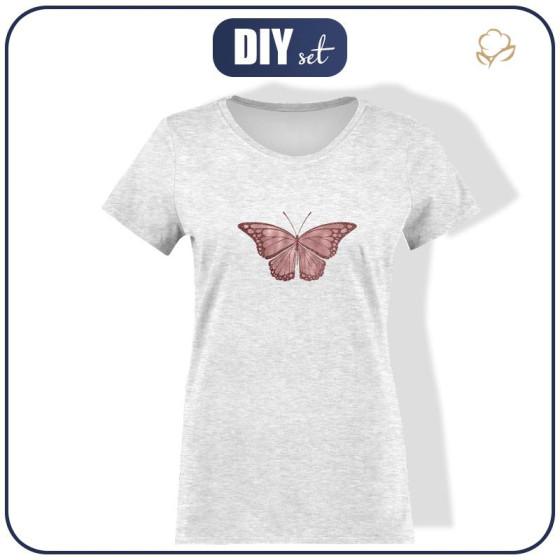 T-SHIRT DAMSKI - MOTYL wz. 1 (BROKATOWE MOTYLE) - single jersey