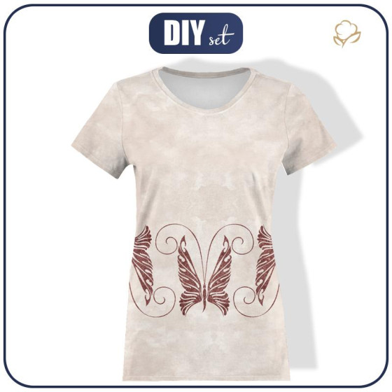 T-SHIRT DAMSKI - MOTYL wz. 7 (BROKATOWE MOTYLE) - single jersey