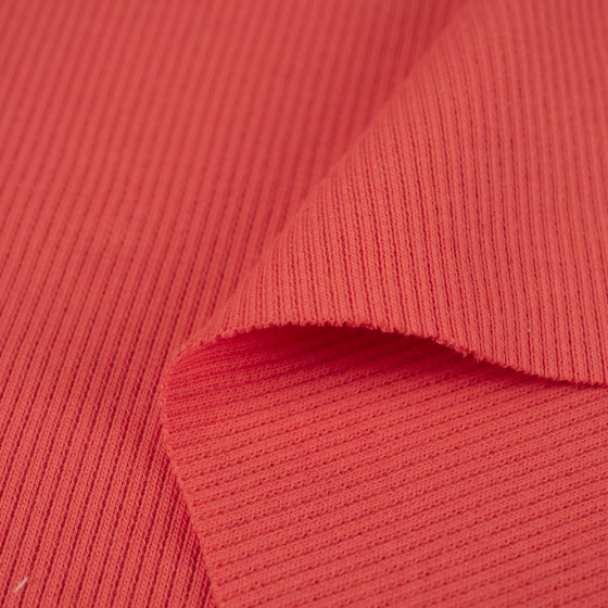 Dzianina prążkowana (ściągaczowa) - KORALOWY (D-169) 