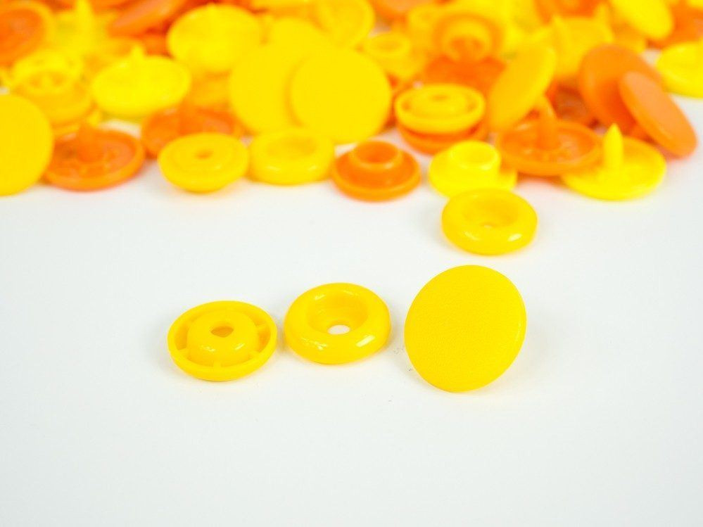 Color Snaps PRYM Love, plastic fasteners 12,4 mm - 30 sets - lemon / canary yellow / apricot