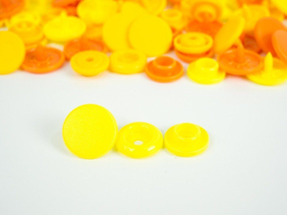 Color Snaps PRYM Love, plastic fasteners 12,4 mm - 30 sets - lemon / canary yellow / apricot
