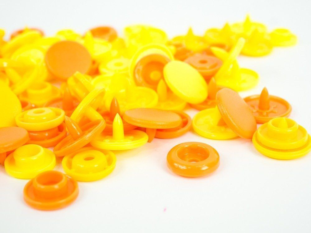Color Snaps PRYM Love, plastic fasteners 12,4 mm - 30 sets - lemon / canary yellow / apricot