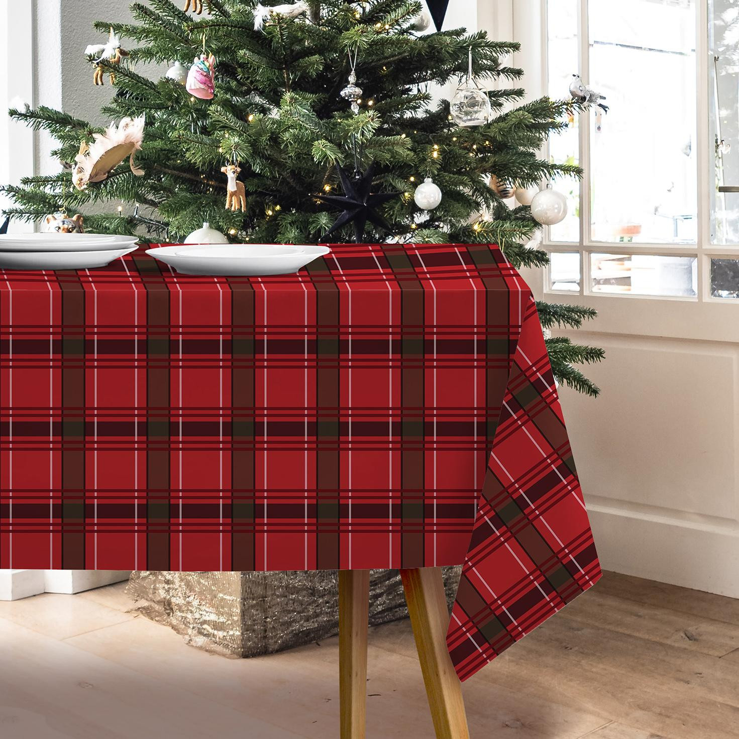 CHECK PAT.5 / red - Woven Fabric for tablecloths