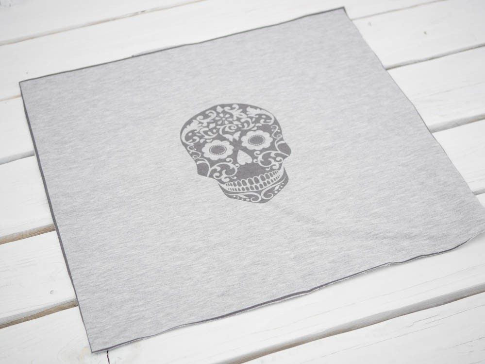 SKULL (ETNO) "M" / melange light grey - panel, looped knit PE240
