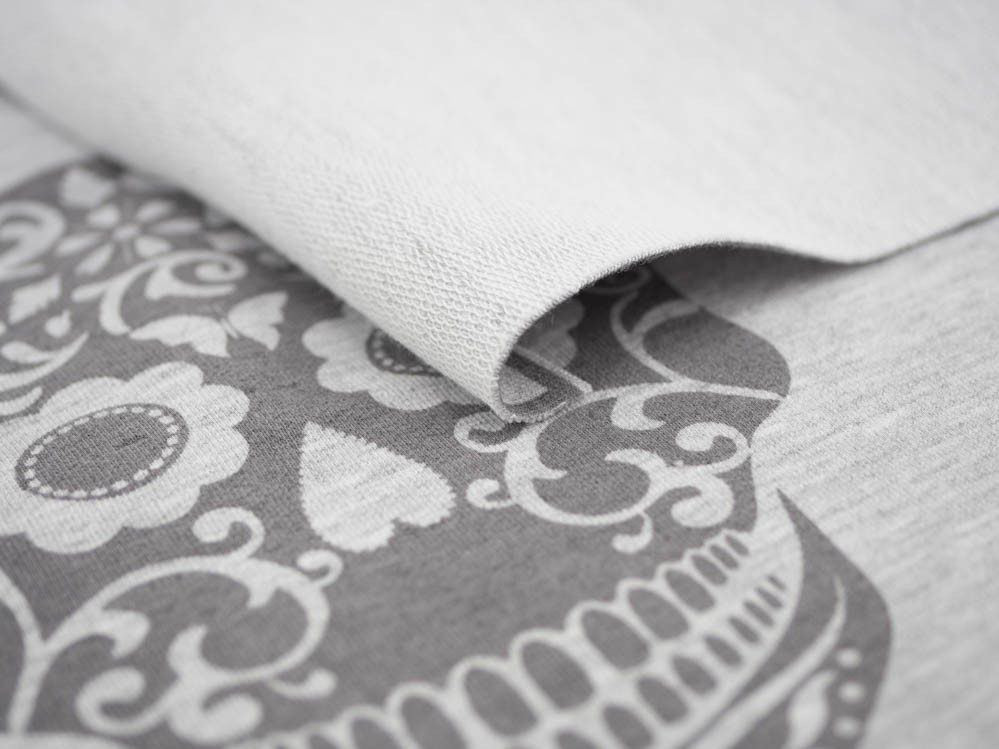 SKULL (ETNO) "M" / melange light grey - panel, looped knit PE240