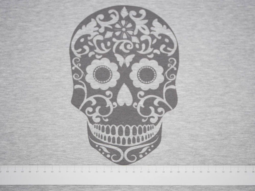 SKULL (ETNO) "M" / melange light grey - panel, looped knit PE240