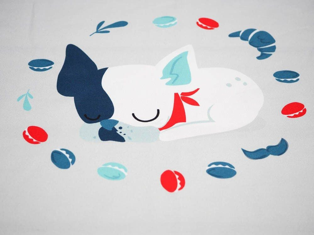 Sleeping dog (J'adore Paris) / aqua - panel single jersey TE210