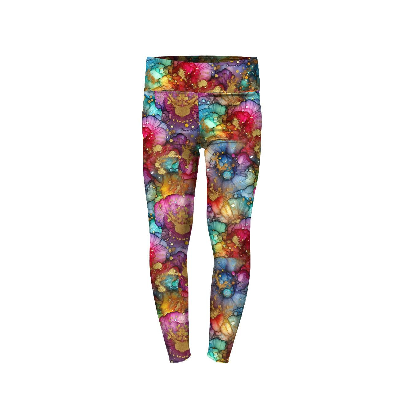 GIRLS THERMO LEGGINGS (DORA) - alcohol ink wz.17 RAINBOW - sewing set
