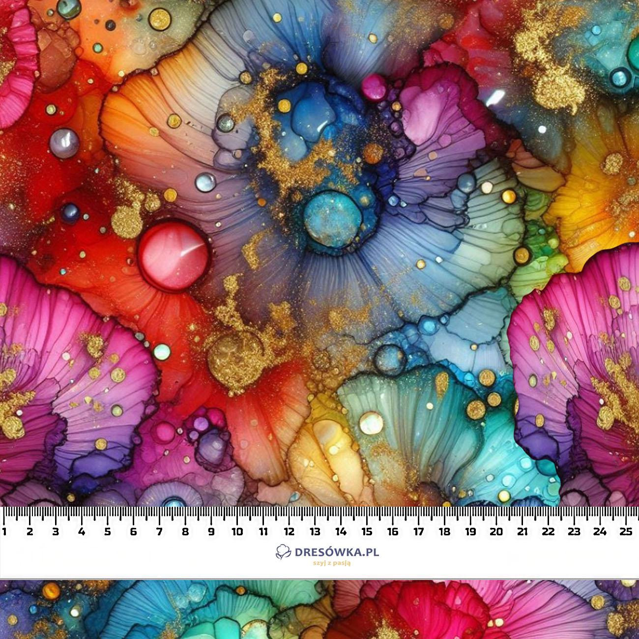 alcohol ink wz.17 RAINBOW - Cotton woven fabric