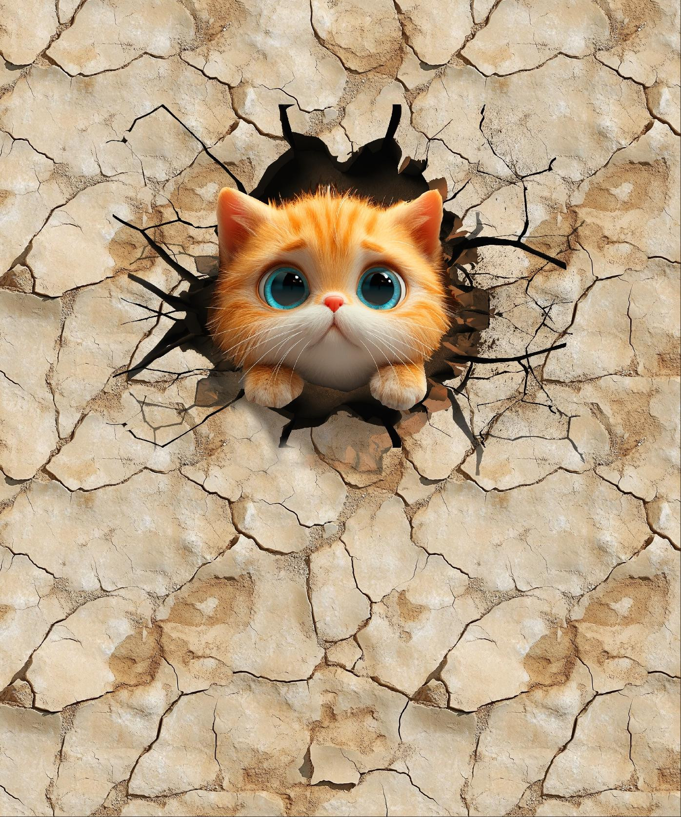 ANIMALS CRACKED wz.5 (cat) - panel (60cm x 50cm) looped knit