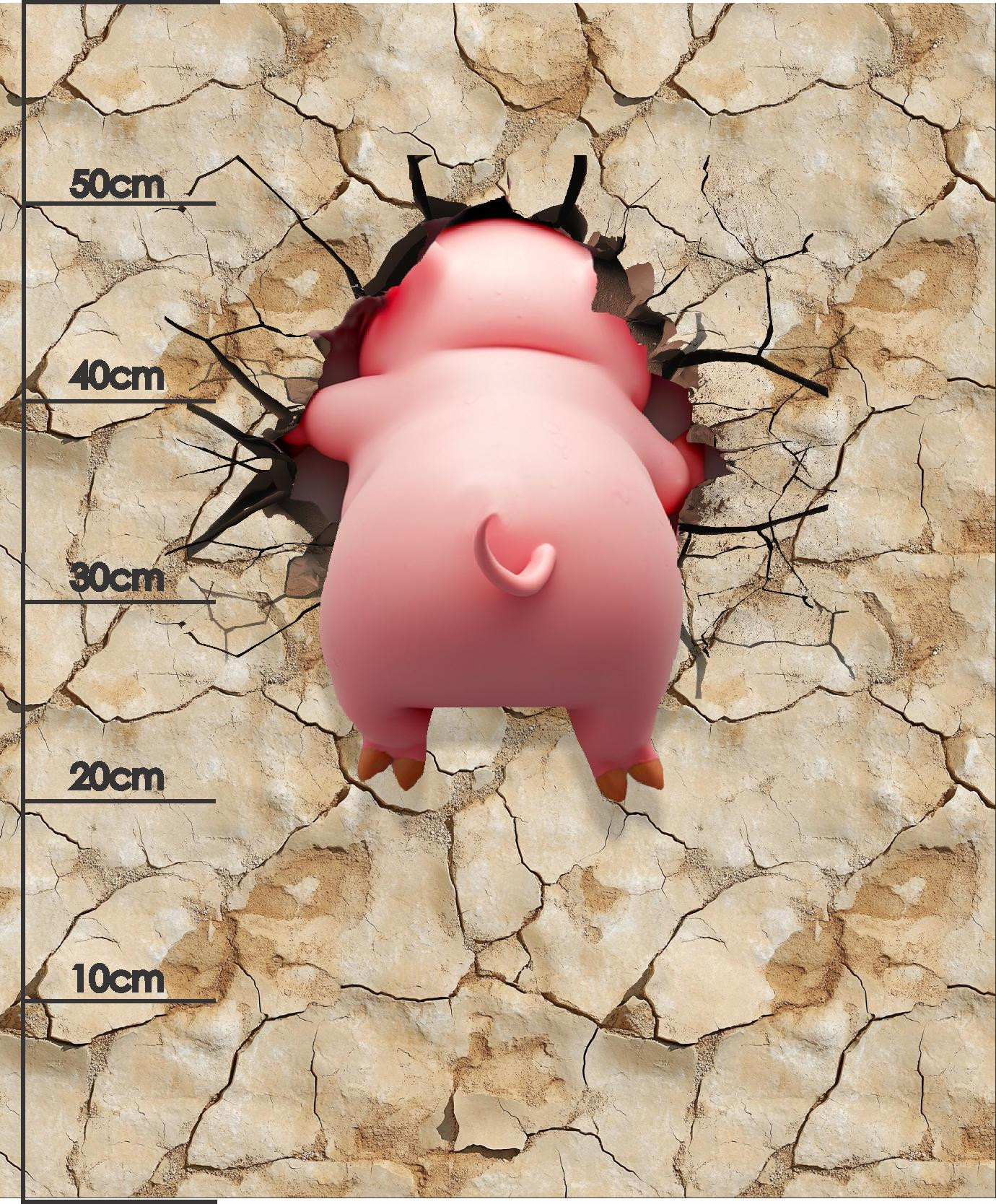 ANIMALS CRACKED wz.5 (piggy2) - panel (60cm x 50cm) Waterproof woven fabric