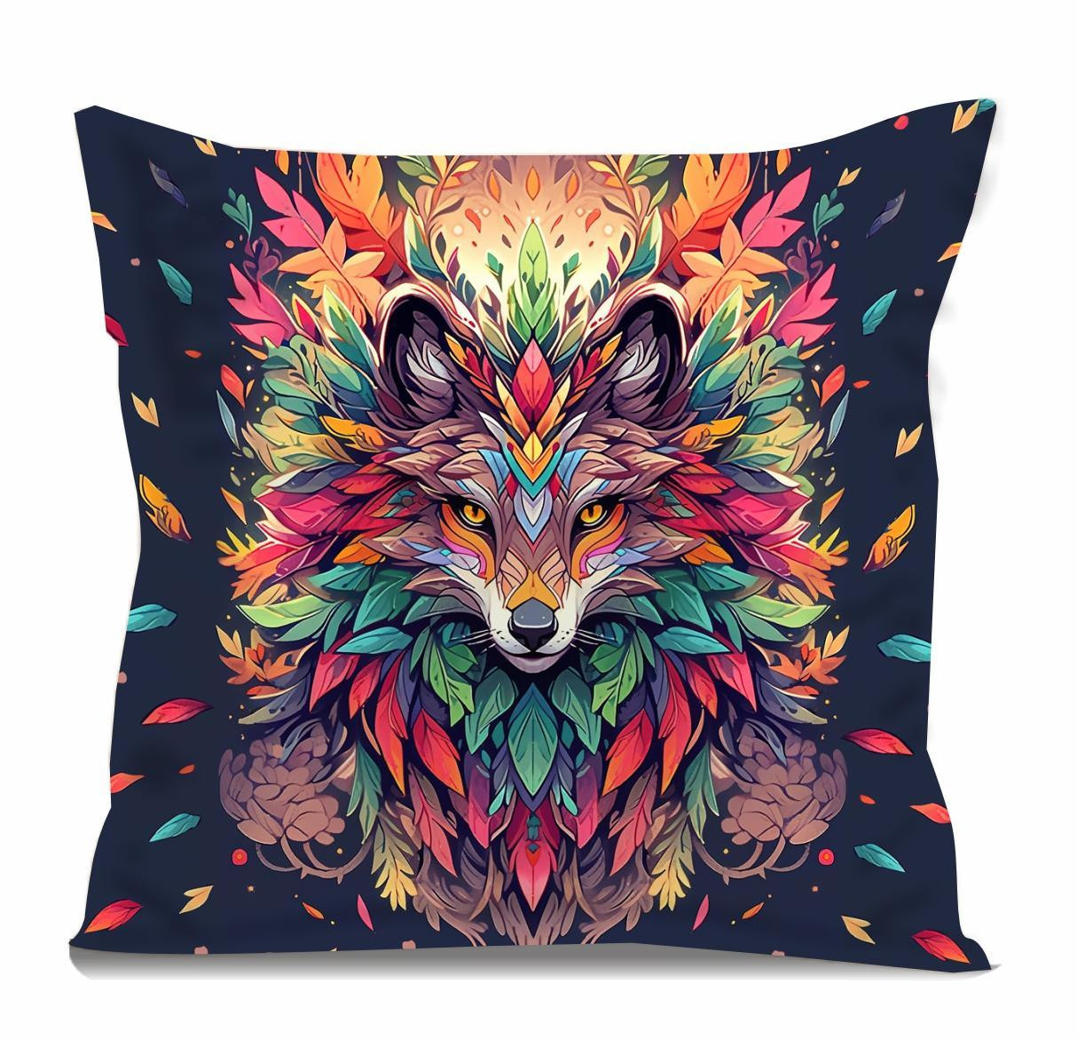 ANIMALS MANDALA wz.1 (fox) - panel (75cm x 80cm) looped knit fabric with elastane ITY