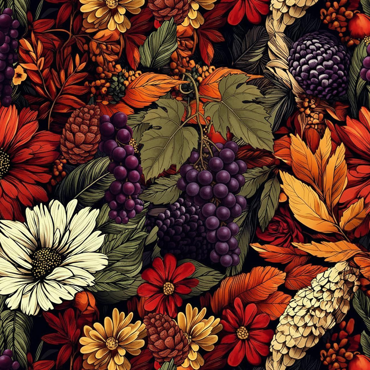 AUTUMN FLOWERS wz.21 - Hydrophobic brushed knit