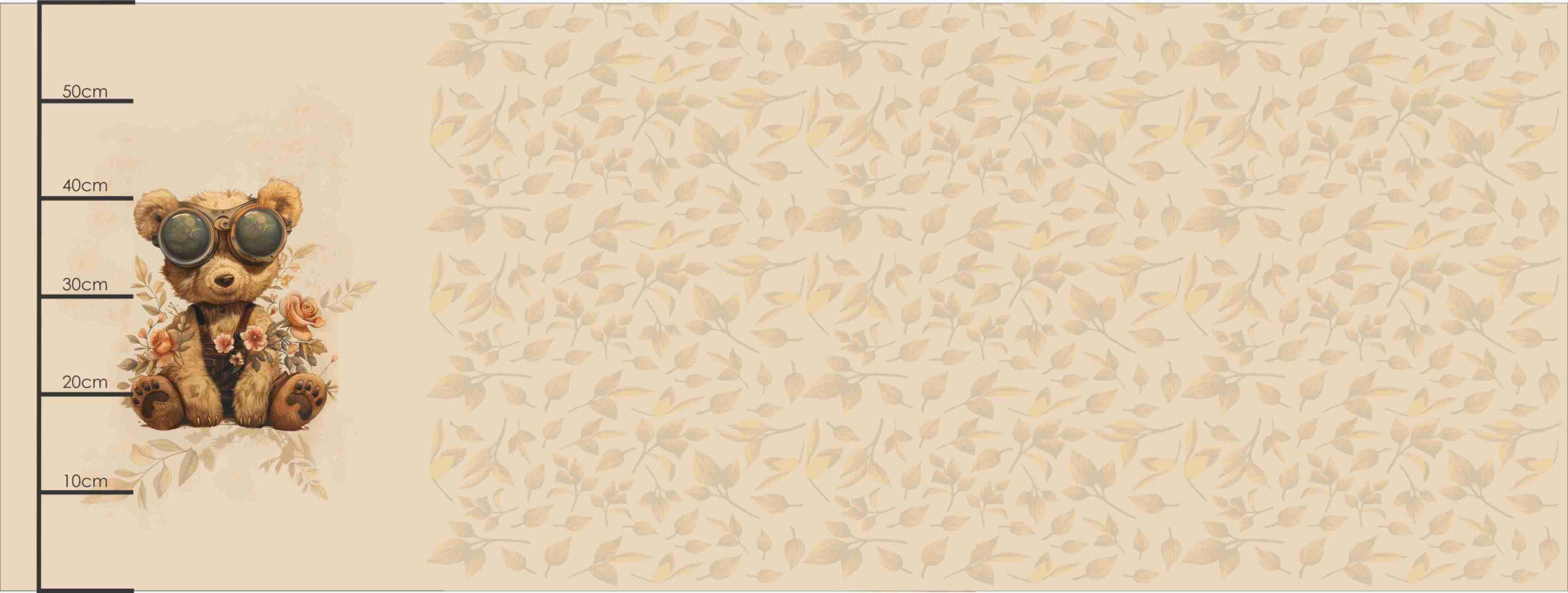 BEAR STEAMPUNK FOREST PAT. 2 - PANORAMIC PANEL (60cm x 140cm) Viscose jersey 