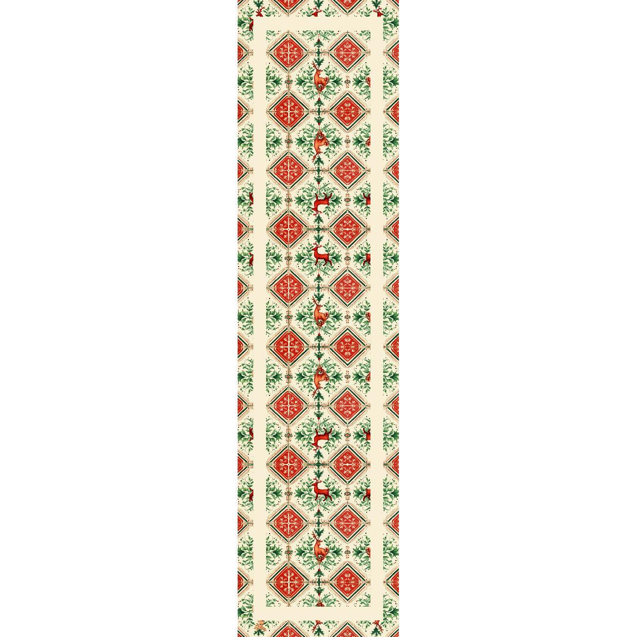 TABLE RUNNER PANEL - CHRISTMAS DEERS - sewing set