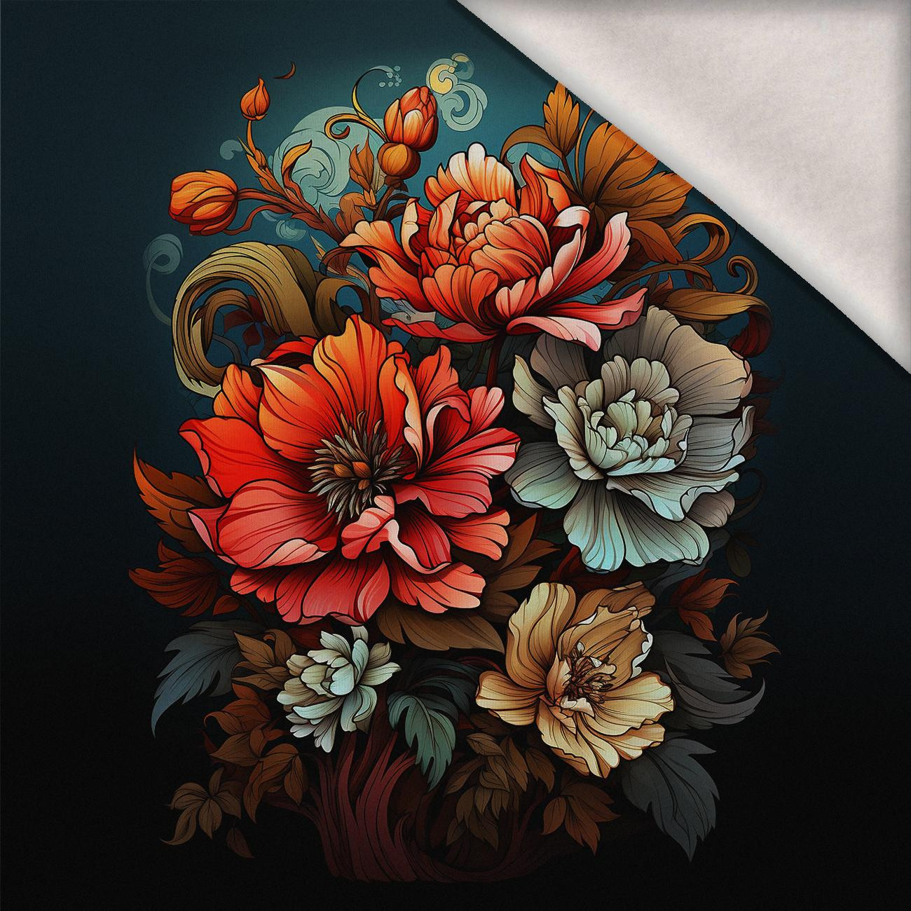 BOUQUET OF FLOWERS WZ.5 - panel (75cm x 80cm) brushed knitwear with elastane ITY