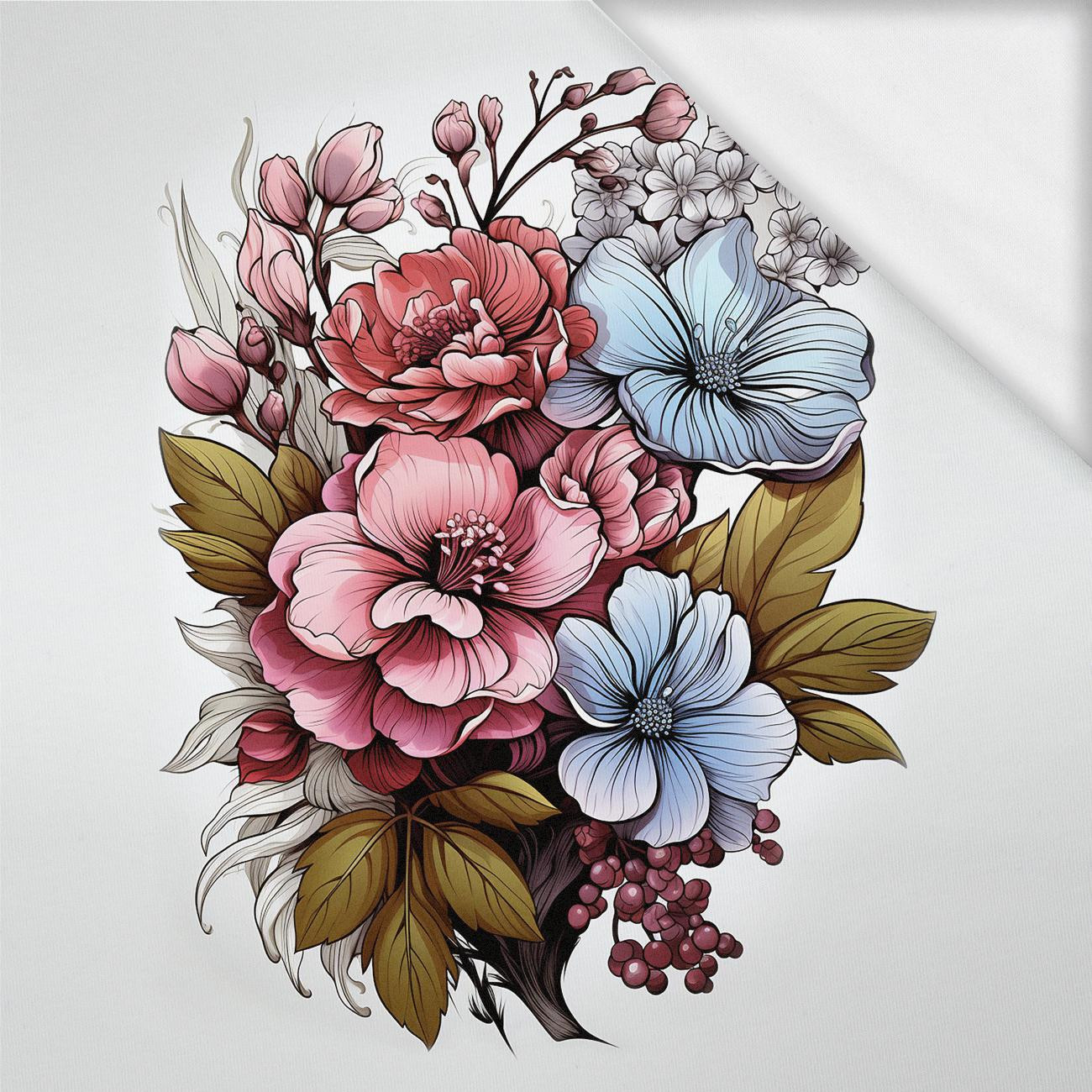 BOUQUET OF FLOWERS WZ.8 - panel (60cm x 50cm)  Cotton woven fabric