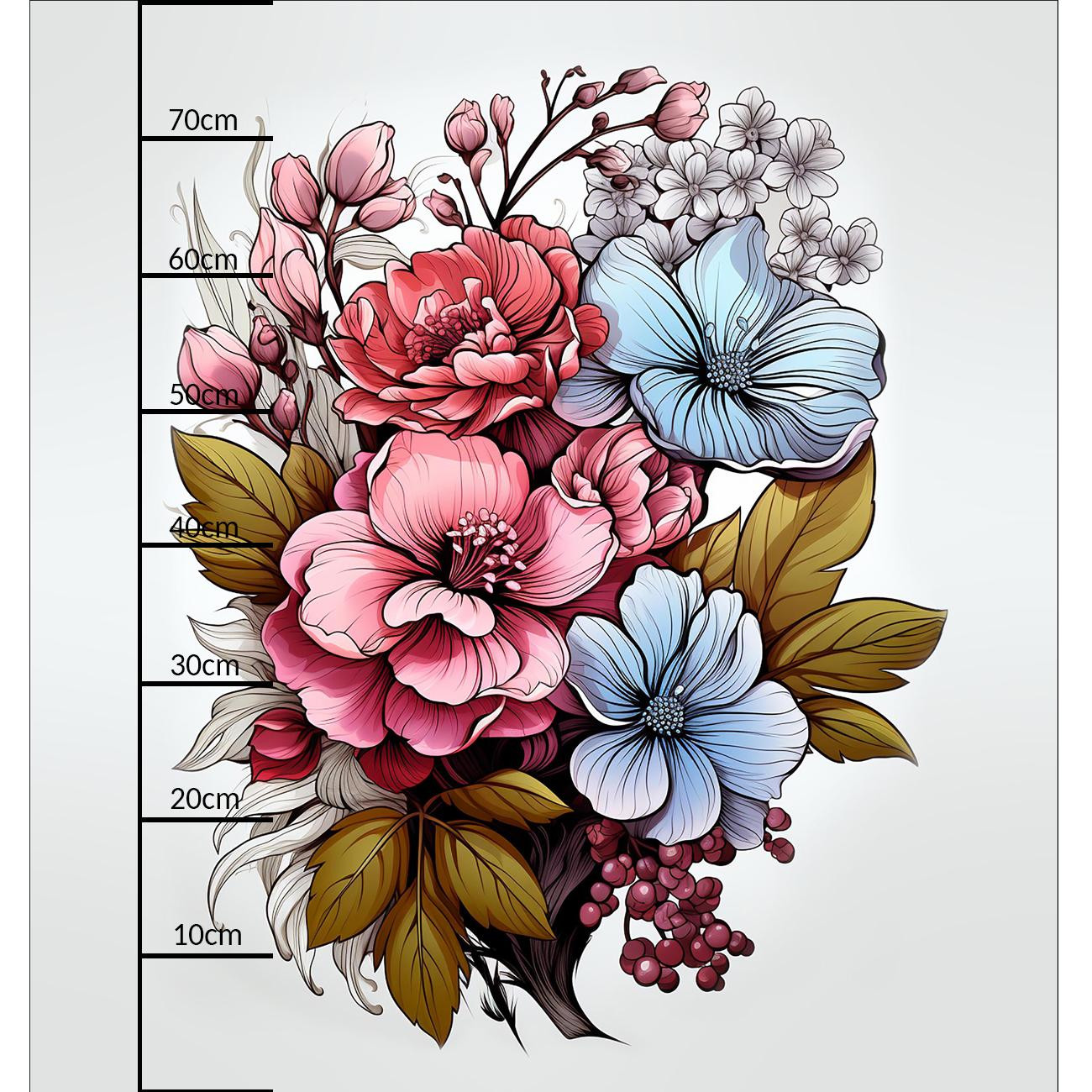 BOUQUET OF FLOWERS WZ.8 - panel (75cm x 80cm) brushed knitwear with elastane ITY